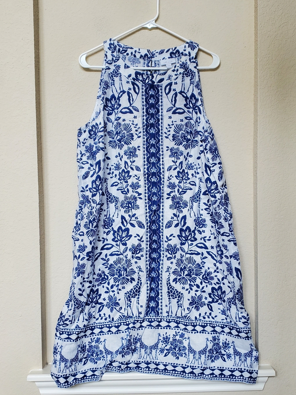 J.Jill. 100% Linen Graiffe Print Cottagecore Dress. Size Large
